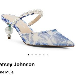 Betsey Johnson Blue Floral Pearl Heels
